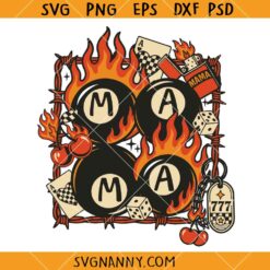 Western Mama Collage Flaming Dice Checkered SVG, Cowgirl SVG    