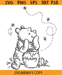 Winnie the Pooh with hunny SVG, Family Trip New SVG, Hunny Pot SVG