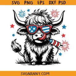4th July Heifer SVG PNG, Funny 4thnof July Cow svg, Patriotic heifer SVG, 4th of July highland cow SVG PNG