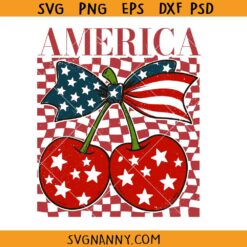 Cherry America Coquette Png, America Cherry Coquette Bow PNG, USA PNG, 4th of July svg