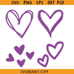 Purple hearts SVG bundle, Purple heart svg, Heart doodle svg png, Lupus awareness svg