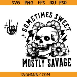 Sometimes Sweet Mostly Savage SVG, sarcastic skull SVG, Snarky skull svg png, sassy png