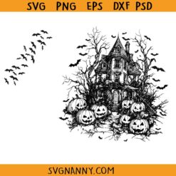 Vintage Halloween Haunted house  Png, spooky Halloween svg, haunted House svg png, haunted mansion png