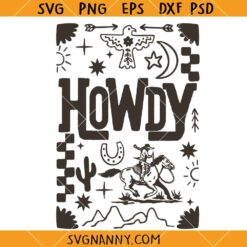 Howdy Cowboy Retro Floral Western SVG, Western SVG, Cowboy Shirt svg
