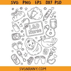 Labor and Delivery Nurse Doodles SVG, Labor & Delivery Nurse svg, nursing svg, registered nurse svg