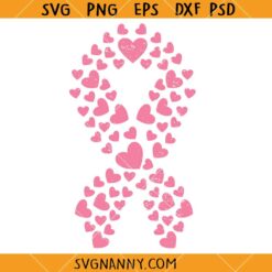 Pink Ribbon heart distressed SVG, Awareness ribbon SVG, Cancer awareness svg, Breast cancer svg