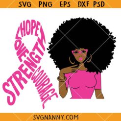 Afro Woman Breast Cancer Warrior SVG, Pink Ribbon SVG, Breast Cancer Awareness SVG