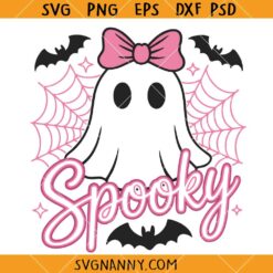 Cute Halloween Ghost with Pink Bow SVG, Halloween Ghost SVG, Halloween Costume SVG
