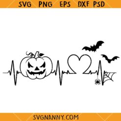 Halloween Heartbeat SVG, Fall  heartbeat svg, Pumpkin heartbeat Svg