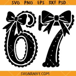 6 7 meme with bow svg, Viral Meme Svg, Funny Meme Svg, Trendy SVG