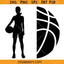 Basketball Half Girl SVG, Basketball Monogram SVG, Basketball Name SVG, Basketball Player SVG