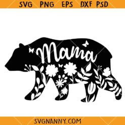 Floral Mama bear SVG, Floral bear SVG, Mama bear with Flowers SVG, Bear Family SVG