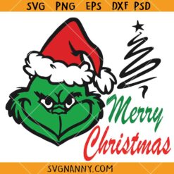 Grinch Christmas tree SVG, Grinch Christmas SVG,Grinch with Santa Hat SVG, Christmas SVG