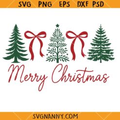 Merry Christmas Coquette Bow SVG, Christmas Ornaments SVG, Christmas Sign SVG, Christmas SVG