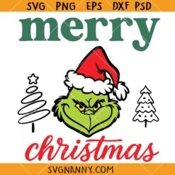 Merry Christmas Grinch SVG, Grinch Face SVG, Grinchmas SVG, Funny Christmas SVG