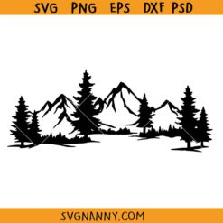 Mountain forest scene SVG, Woodland svg, Adventure SVG, Mountain and Trees svg, Mountain svg files