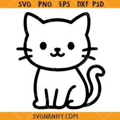 Simple Cat Svg, Cat SVG, Cat Lover Shirt SVG, kawaii cat svg