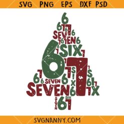 Six Seven Christmas Tree Svg, Christmas Humor SVG, Funny Christmas 6 7 Meme SVG