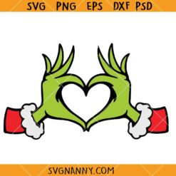 Grinch Heart Hands SVG, Green Guy SVG, Grinchmas SVG, Grinch Christmas SVG, Christmas Sign SVG  