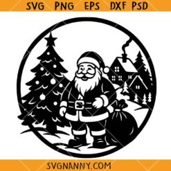Santa Claus ornament SVG, Santa Scene SVG, Christmas Ornament Stickers SVG, Christmas Svg