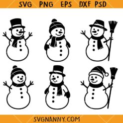 Snowman SVG Bundle, Winter Holiday SVG, Snowman Clipart SVG, Winter Christmas SVG