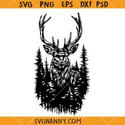 Deer in the Forest SVG, Deer Hunting Logo svg, Wildlife SVG, Deer SVG, Adventure Svg