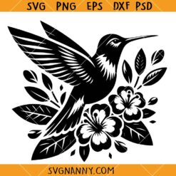 Hummingbird flowers SVG, FloralBird SVG, Flower Humming Bird svg, Hibiscus Svg