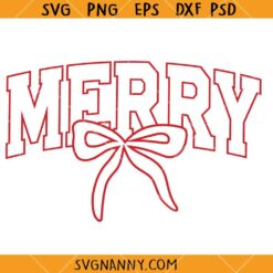 Merry Christmas Bow SVG, Christmas Coquette SVG, Merry Christmas SVG, Christmas Sign SVG, Christmas SVG