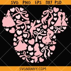 Mickey head coquette bows SVG, Coquette Bows Mickey Mouse Head SVG, Disney Ornament SVG   