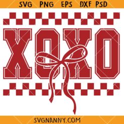 Xoxo Checkered coquette Bow SVG, Valentine Coquette Bow SVG, Valentines day gift SVG