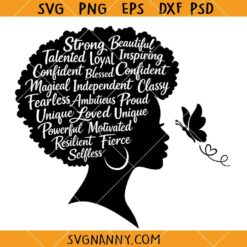 Afro woman affirmative words SVG, Black Woman SVG, Afro Lady SVG, Melanin SVG, Black Girl Magic SVG