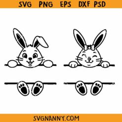 Bunny split name frame SVG, Bunny Monogram SVG, Easter Bunny SVG, Easter Sign SVG