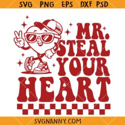 Mr Steal your heart SVG, Retro Checkered Valentine SVG, Valentine’s Day SVG, Boy Valentine SVG