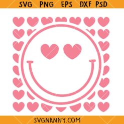 Retro Smiley Face Valentine SVG, Valentine Smiley Svg, Lve Hearts svg, Valentine’s Day Shirt SVG   