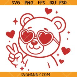 Valentine Bear SVG,  Valentine Teddy Bear SVG, Bear with Hearts SVG, Valentines Day Clipart SVG
