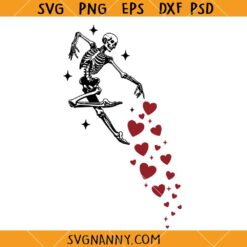 Valentines Day Skeleton with Hearts Svg, Skeleton Valentine’s Day svg, Anti Valentine Skeleton, Skull svg, Love Skeleton svg