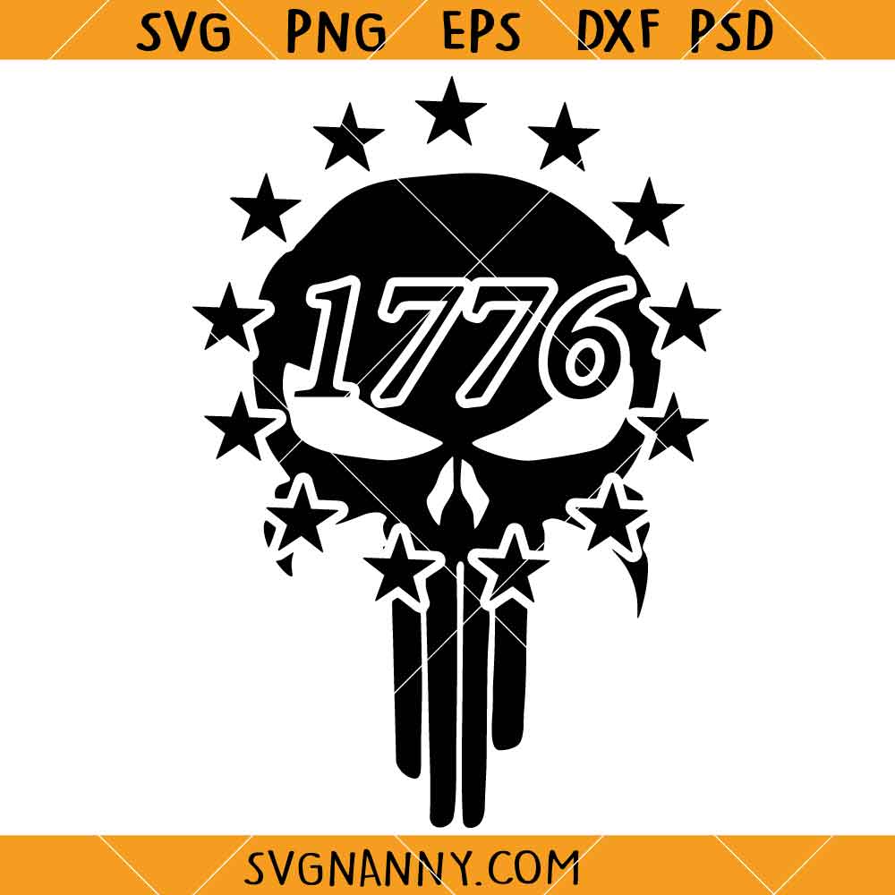 1776 Punisher Skull SVG, Punisher Skull SVG, Second Amendment SVG