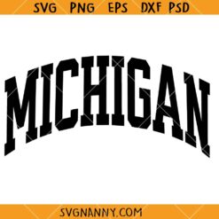 Michigan Typography Varsity arch SVG, USA State SVG, Graduate Font Design SVG, Mi SVG