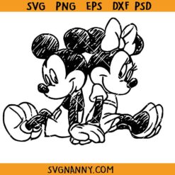 Mickey Minnie Sketch SVG, Mickey and Minnie Drawing SVG, Disneyland SVG