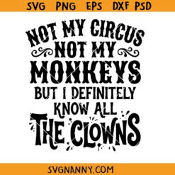Not My Circus Not My Monkeys SVG, Sarcastic Quote SVG, Funny SVG