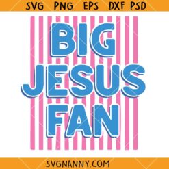 Striped Big Jesus Fan SVG, Preppy Christian SVG, Faith SVG