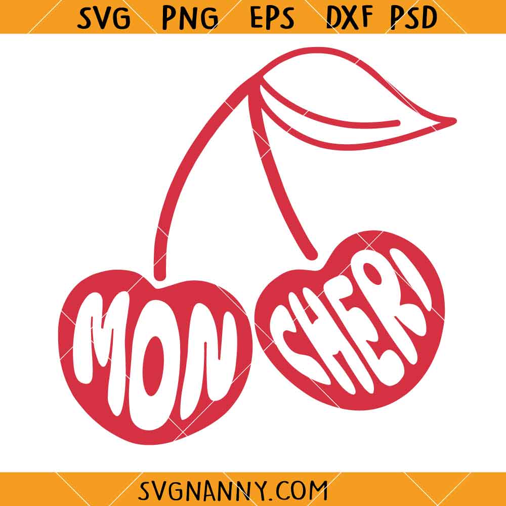 Mon Chéri Cherry SVG, Cherry Berries SVG, Valentine's Day Cherries SVG