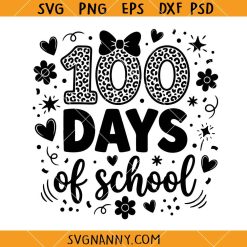 100 days of school leopard print SVG, eacher 100 days SVG, 100 days of school svg
