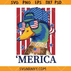 4th of July Mallard Duck Boy SVG, Patriotic Mallard Duck SVG, USA Flag SVG, 4th July SVG