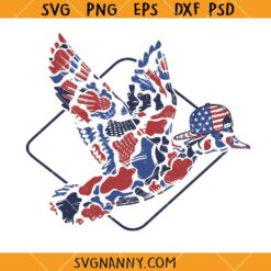Camo Flying Mallard Duck USA Flag SVG, Camo American Duck SVG, Patriotic Duck Hunter SVG