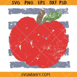 Coastal Apple Stripes Fall Teacher Mom SVG, Retro Grunge Design SVG, Teacher Gift SVG