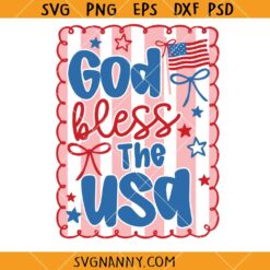 God bless the America Striped Coquette Bow SVG, America SVG, Independence Day SVG, Patriotic Shirt SVG