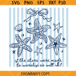 If the Stars Were Made to Worship So Will I Coquette Seashell SVG, Hillsong United Song SVG, Christian SVG