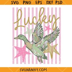Striped Lucky Duck SVG, Lucky Duck SVG, St. Patrick's Day SVG, Shamrock SVG