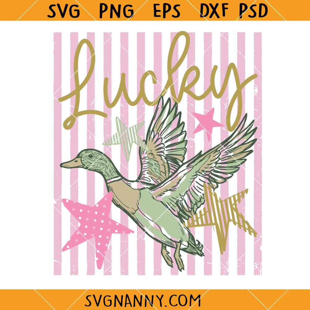 Striped Lucky Duck SVG, Lucky Duck SVG, St. Patrick's Day SVG, Shamrock SVG